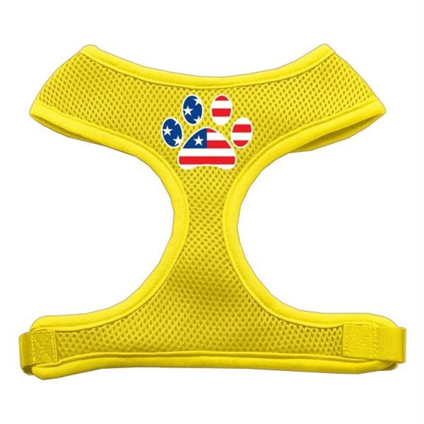 Unconditional Love Paw Flag USA Screen Print Soft Mesh Harness Yellow Large UN760976